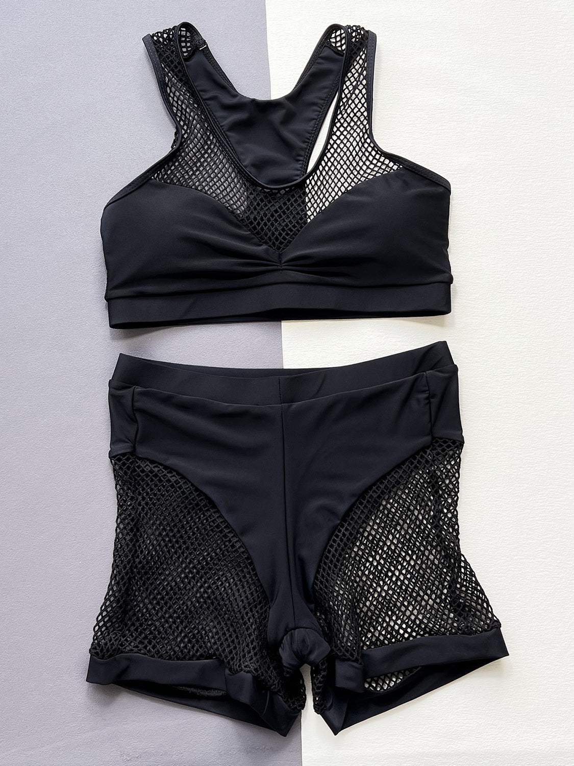 Openwork Sleeveless Top and Shorts Swim Set - Trendsi - Flyclothing LLC