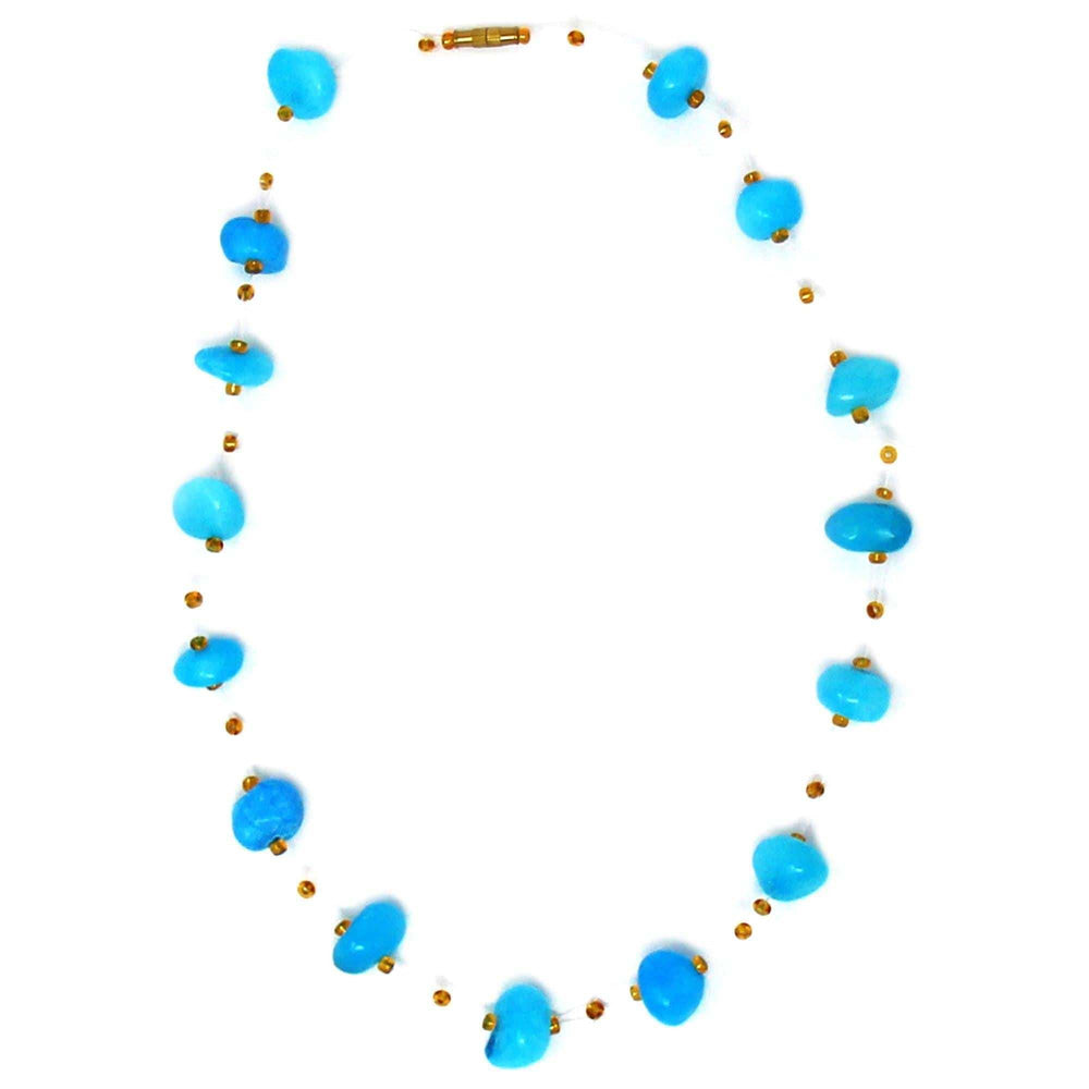 Floating Stone & Maasai Bead Necklace, Turquoise - Jedando - Flyclothing LLC