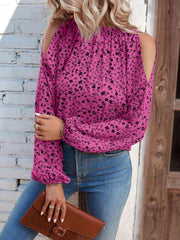 Floral Cold-Shoulder Blouse - Trendsi