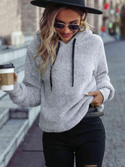 Drawstring Teddy Hoodie - Trendsi