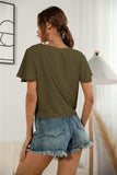 Decorative Button V-Neck Tied Blouse - Trendsi - Flyclothing LLC