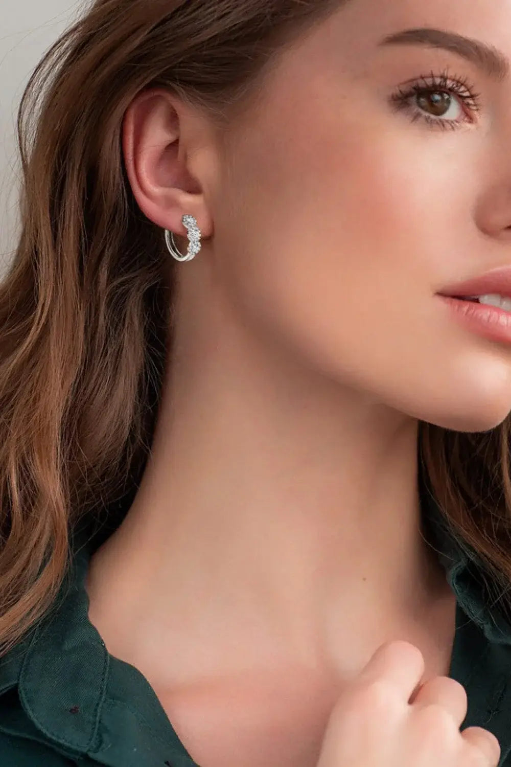 Moissanite 925 Sterling Silver Huggie Earrings - Trendsi - Flyclothing LLC