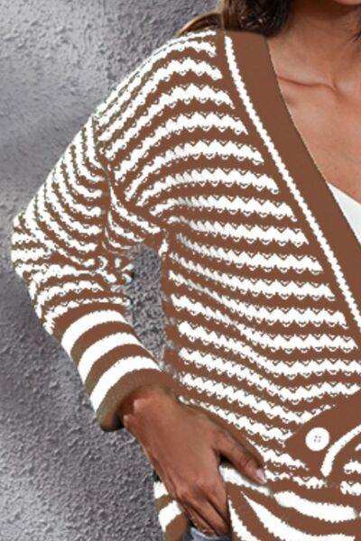 Striped V-Neck Knit Top - Trendsi - Flyclothing LLC