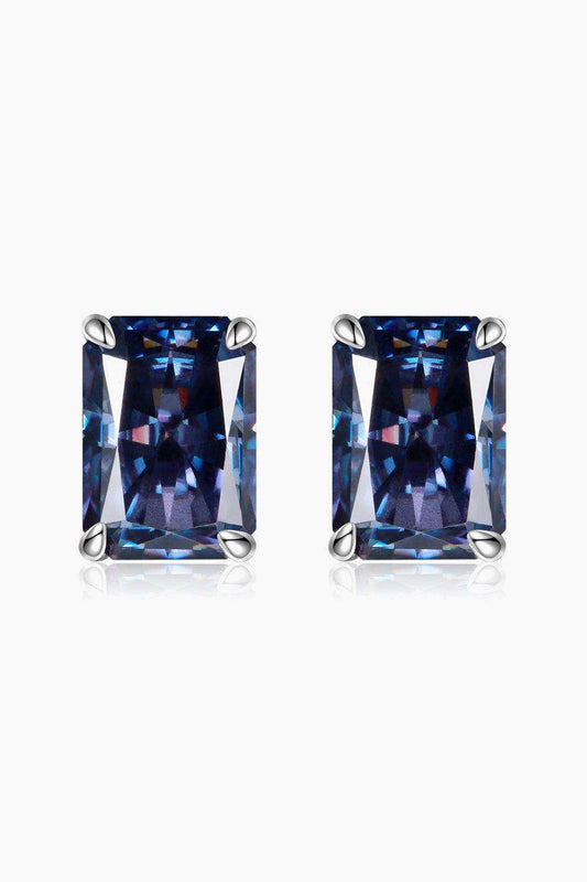 2 Carat Rectangle Moissanite 4-Prong Stud Earrings - Trendsi - Flyclothing LLC