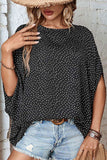 Printed Dolman Sleeve Round Neck Blouse - Trendsi