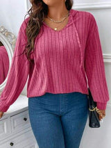Plus Size Drawstring Dropped Shoulder Hooded T-Shirt - Trendsi - Flyclothing LLC