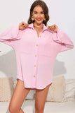 Dropped Shoulder Long Sleeve Shirts with Pocket - Trendsi - Flyclothing LLC