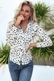 Animal Print Curved Hem Button-Up Shirt - Trendsi