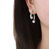 Synthetic Pearl Asymmetrical Titanium Steel Earrings - Trendsi - Flyclothing LLC