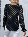Printed Round Neck Flounce Sleeve Blouse - Trendsi - Flyclothing LLC