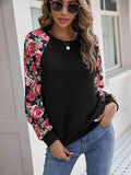 Floral Raglan Sleeve Round Neck Sweatshirt - Trendsi