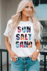 Letter Graphic Round Neck Tee - Trendsi - Flyclothing LLC