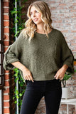 Veveret Round Neck Roll-Up Sweater - Flyclothing LLC