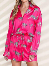 Animal Button Up Shirt and Shorts Set - Trendsi - Flyclothing LLC