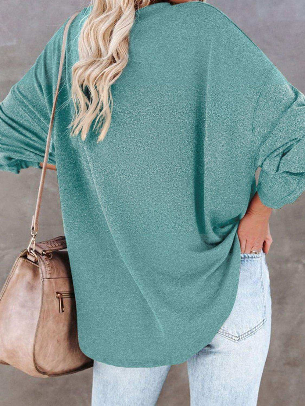Buttoned Drop Shoulder Top - Trendsi - Flyclothing LLC
