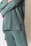 Basic Bae Full Size Ribbed Round Neck High-Low Slit Top and Pants Set - Trendsi - Flyclothing LLC