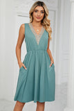 Contrast V-Neck Sleeveless Dress - Trendsi