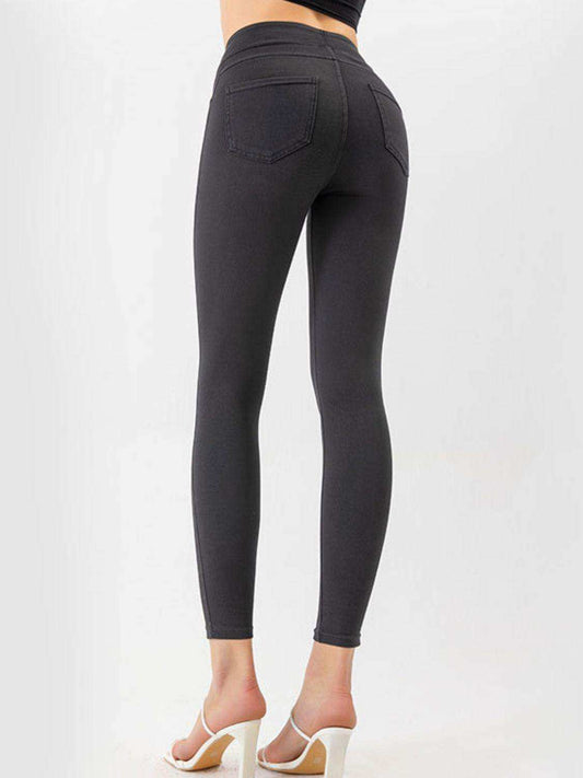 High Waist Cropped Active Leggings - Trendsi - Flyclothing LLC
