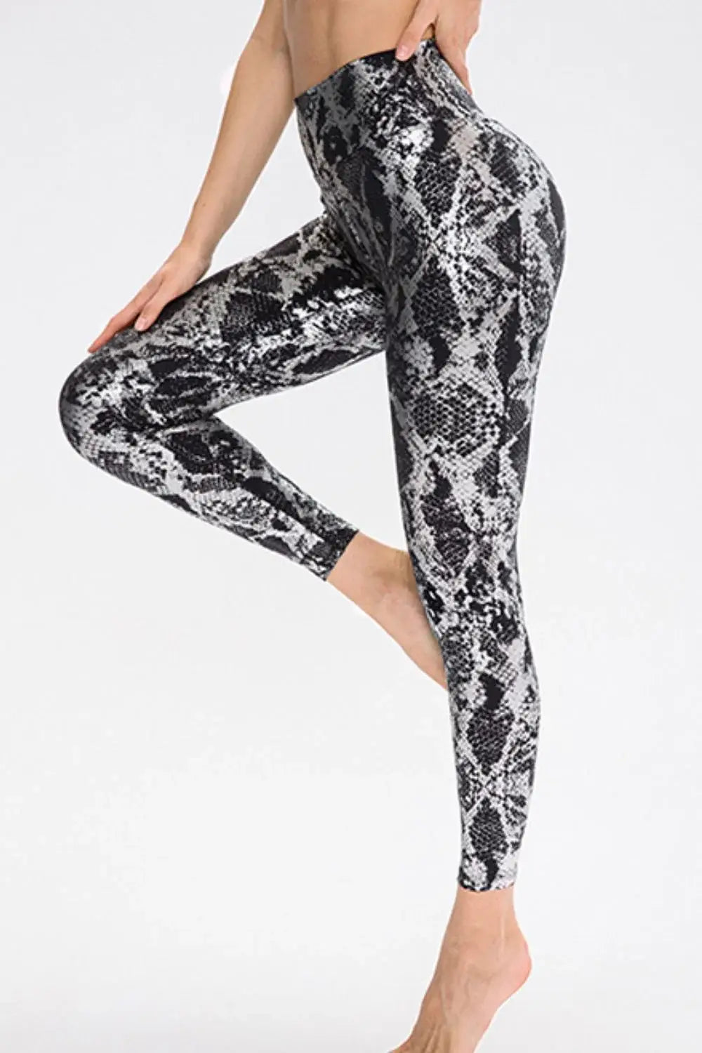 Animal Print Slim Fit Wide Waistband Long Sports Pants - Trendsi - Flyclothing LLC
