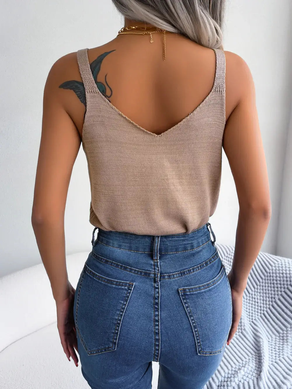 Openwork Scoop Neck Knit Tank Top - Trendsi - Flyclothing LLC