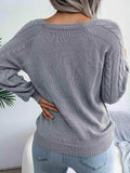 Decorative Button Cable-Knit Sweater - Trendsi - Flyclothing LLC