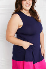 Yelete Full Size Two-Tone Sleeveless Mini Dress with Pockets - Trendsi - Flyclothing LLC