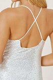 Sequin Spaghetti Strap Mini Wrap Dress - Trendsi - Flyclothing LLC