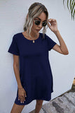 Round Neck Short Sleeve Mini Dress - Trendsi - Flyclothing LLC