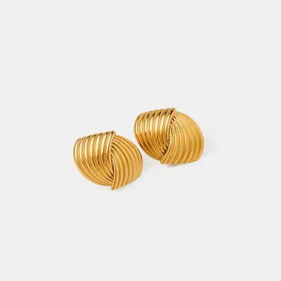 Texture Stainless Steel Stud Earrings - Trendsi - Flyclothing LLC