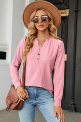 Notched Long Sleeve T-Shirt - Trendsi - Flyclothing LLC