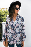Floral Print Mock Neck Button Front Shirt - Trendsi
