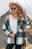 Plaid Button Up Dropped Shoulder Jacket - Trendsi - Flyclothing LLC