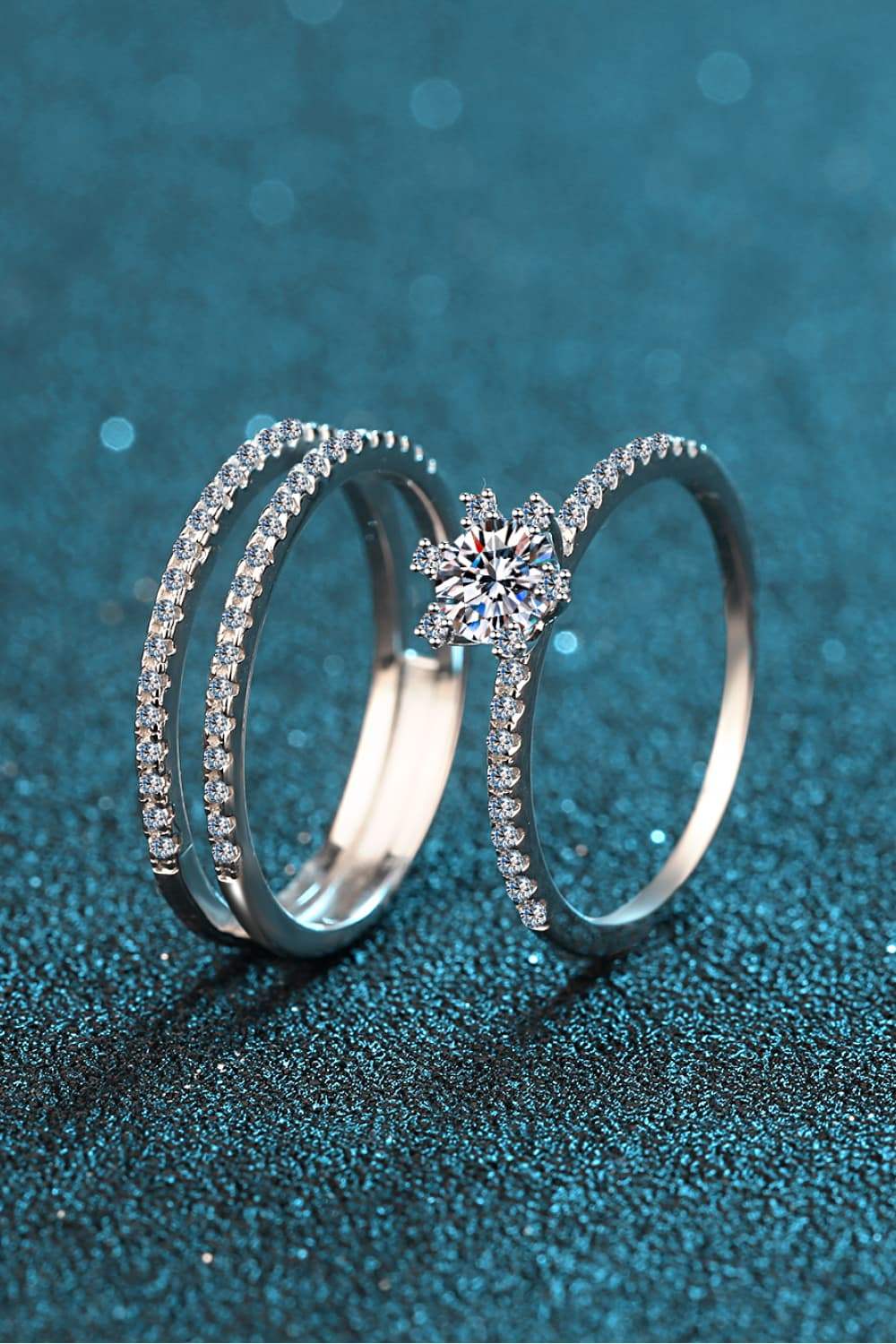 Moissanite 925 Sterling Silver Ring Set - Trendsi - Flyclothing LLC