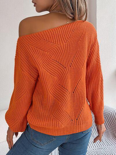 Openwork Long Sleeve Sweater - Trendsi