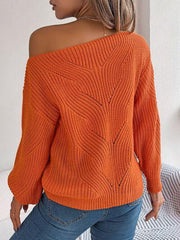 Openwork Long Sleeve Sweater - Trendsi