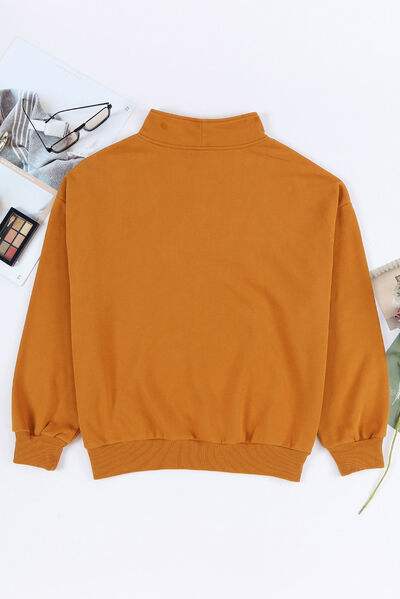Quarter Zip Dropped Shoulder Sweatshirt - Trendsi - Flyclothing LLC