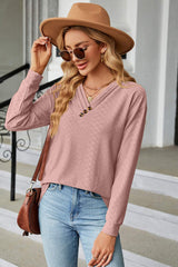 V-Neck Long Sleeve T-Shirt - Trendsi - Flyclothing LLC