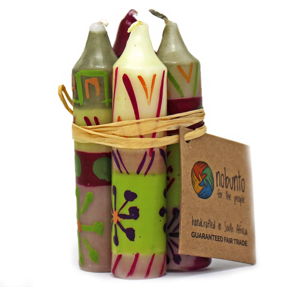 Hand-Painted 4" Dinner or Shabbat Candles, Set of 4 (Kileo Design) - Nobunto