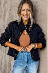 Snap Down Baseball Collar Jacket - Flyclothing LLC