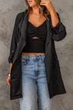 Drawstring Hooded Longline Jacket - Trendsi