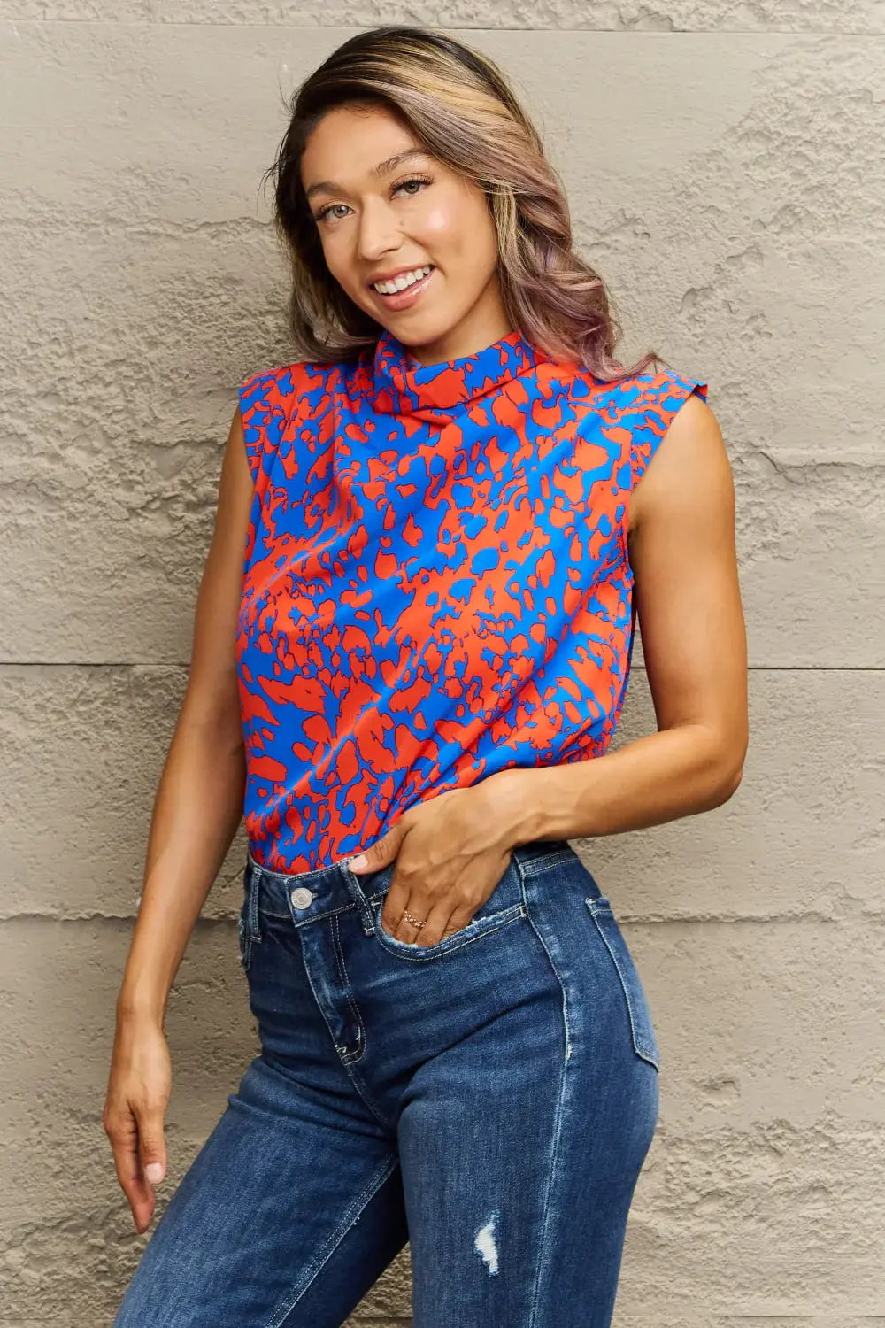 Printed Round Neck Tank Top - Trendsi - Flyclothing LLC