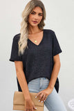V-Neck Dropped Shoulder Tunic Top - Trendsi - Flyclothing LLC