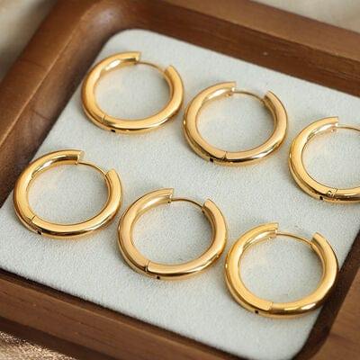 18K Gold-Plated Huggie Earrings - Trendsi