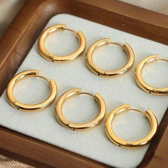 18K Gold-Plated Huggie Earrings - Trendsi