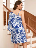 Printed Asymmetrical Neck Mini Dress - Trendsi - Flyclothing LLC
