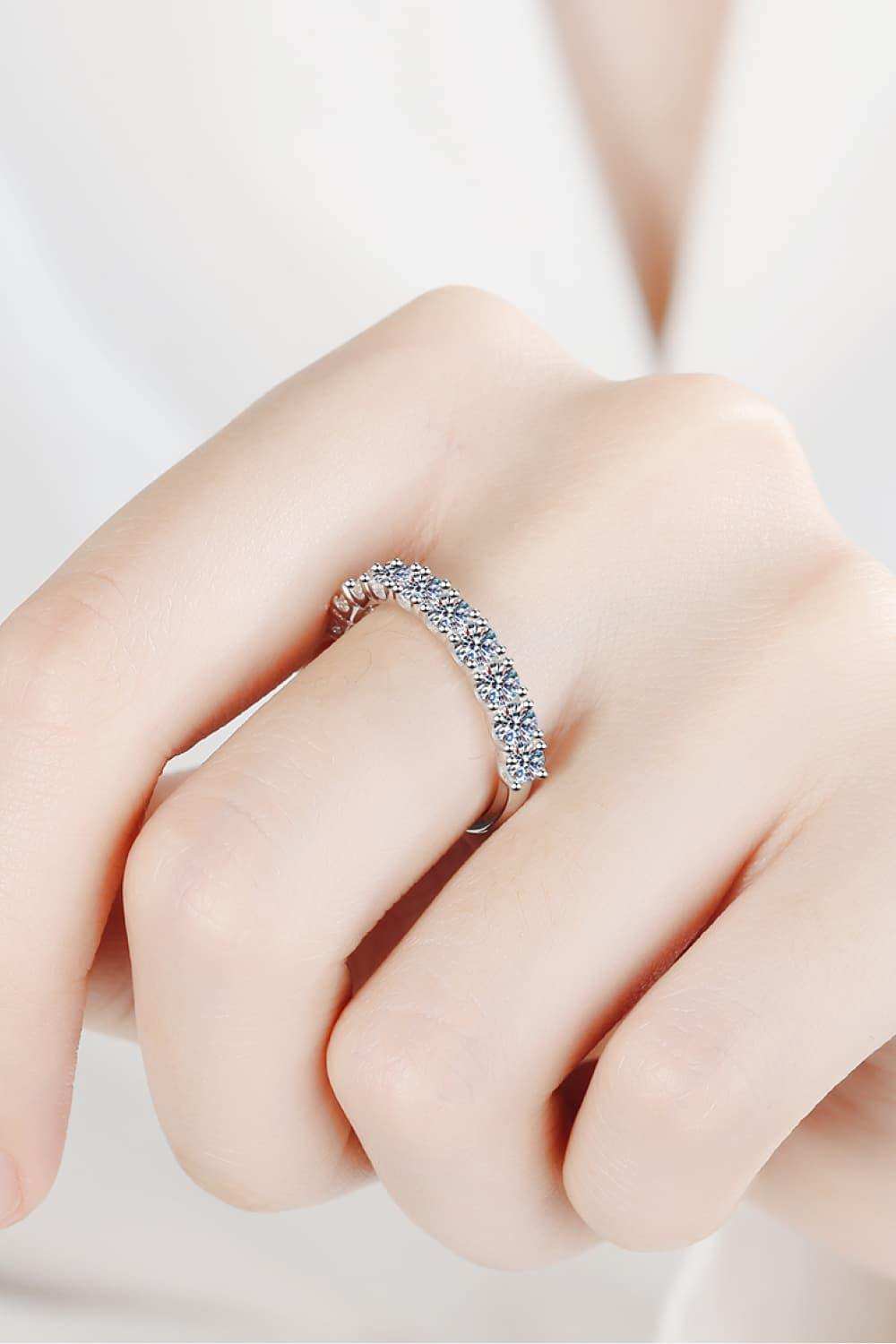 1 Carat Moissanite Half-Eternity Ring - Trendsi - Flyclothing LLC