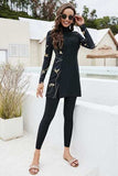 Printed Turtleneck Long Sleeve Top and Pants Swim Set - Trendsi - Flyclothing LLC