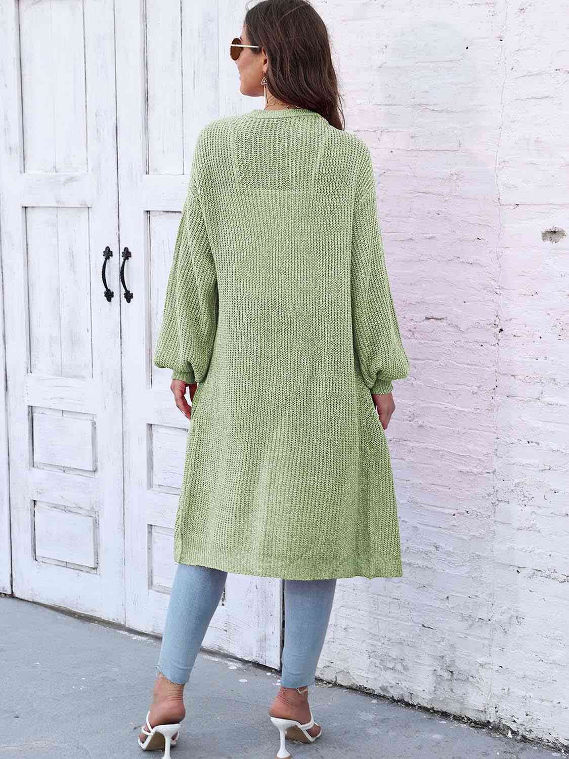 Open Front Longline Cardigan with Pockets - Trendsi - Flyclothing LLC
