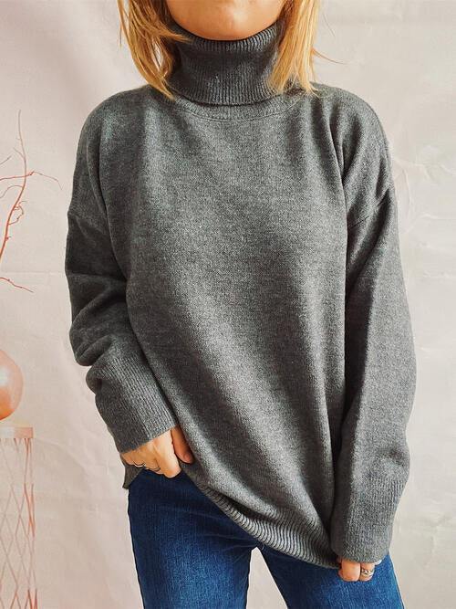Turtleneck Long Sleeve Sweater - Flyclothing LLC