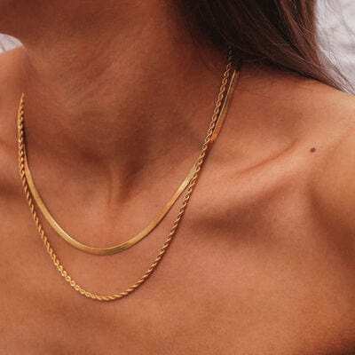 18K Gold-Plated Double-Layered Necklace - Trendsi - Flyclothing LLC